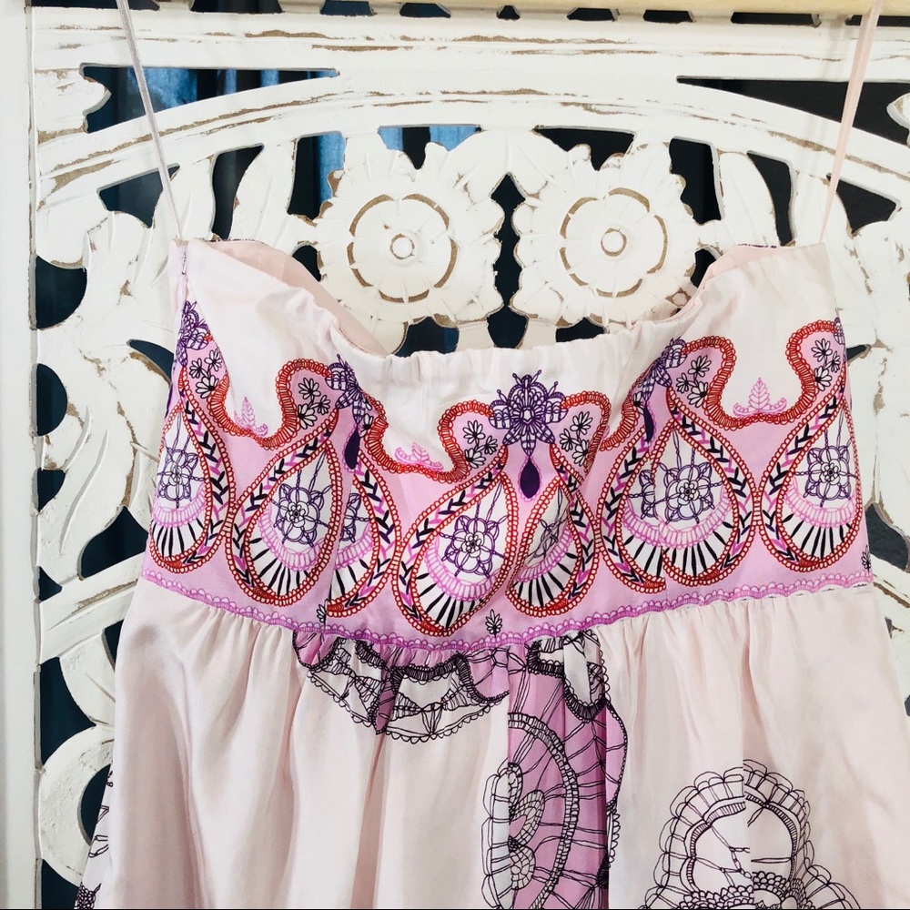 tibi Pink Silk Paisley Strapless Dress - Picture 6 of 6